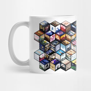 Cube pattern with a selection of my best illustrations Mug